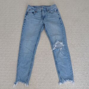 American Eagle Outfitters Light Blue Ripped Straight Leg Jeans